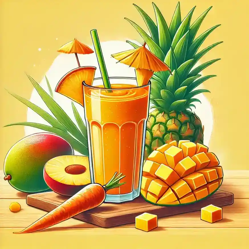 Smoothie carotte-mangue-ananas